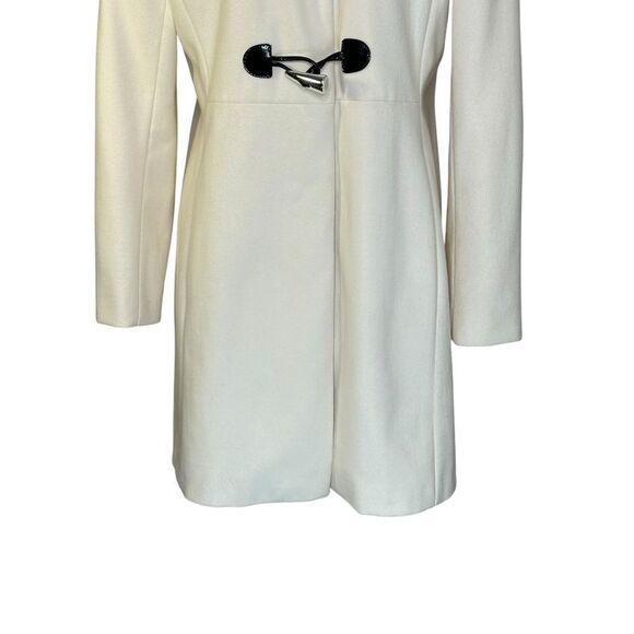 Via Spiga Cream Wool Blend Toggle Closure Tailored Coat | Size 8 - Picture 2 of 11